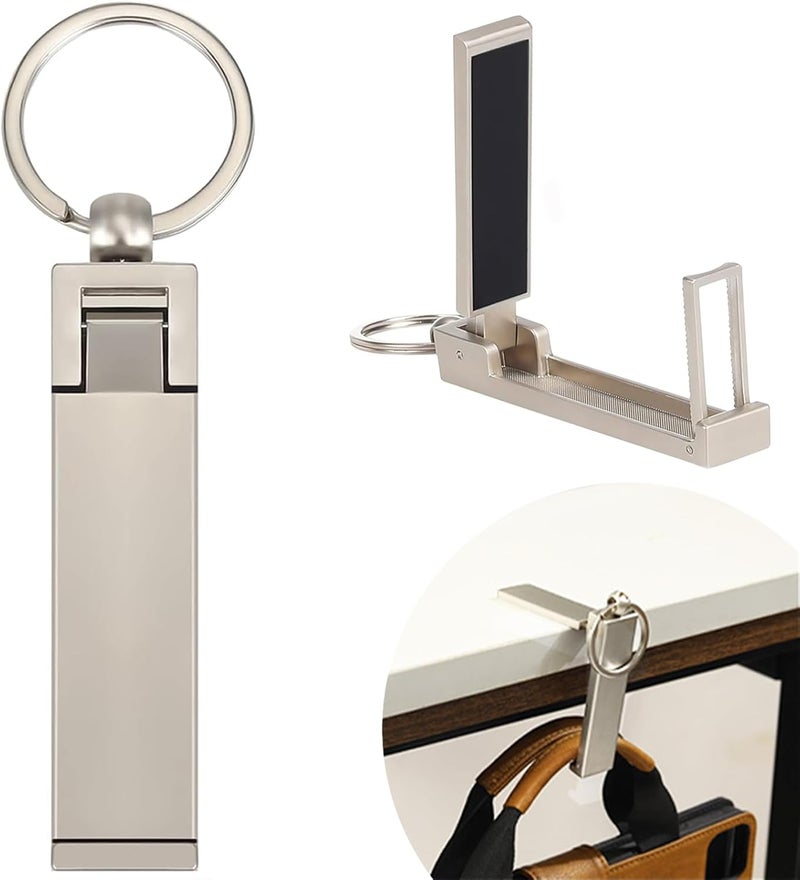 BULFULL Purse Hook for Table, Instant Bag Purse Hook Hanger Holder for Table Desk Folding Handbag Table Hook Hanger for Women Mobile Phone Stand Holder(Platinum) - Image 1